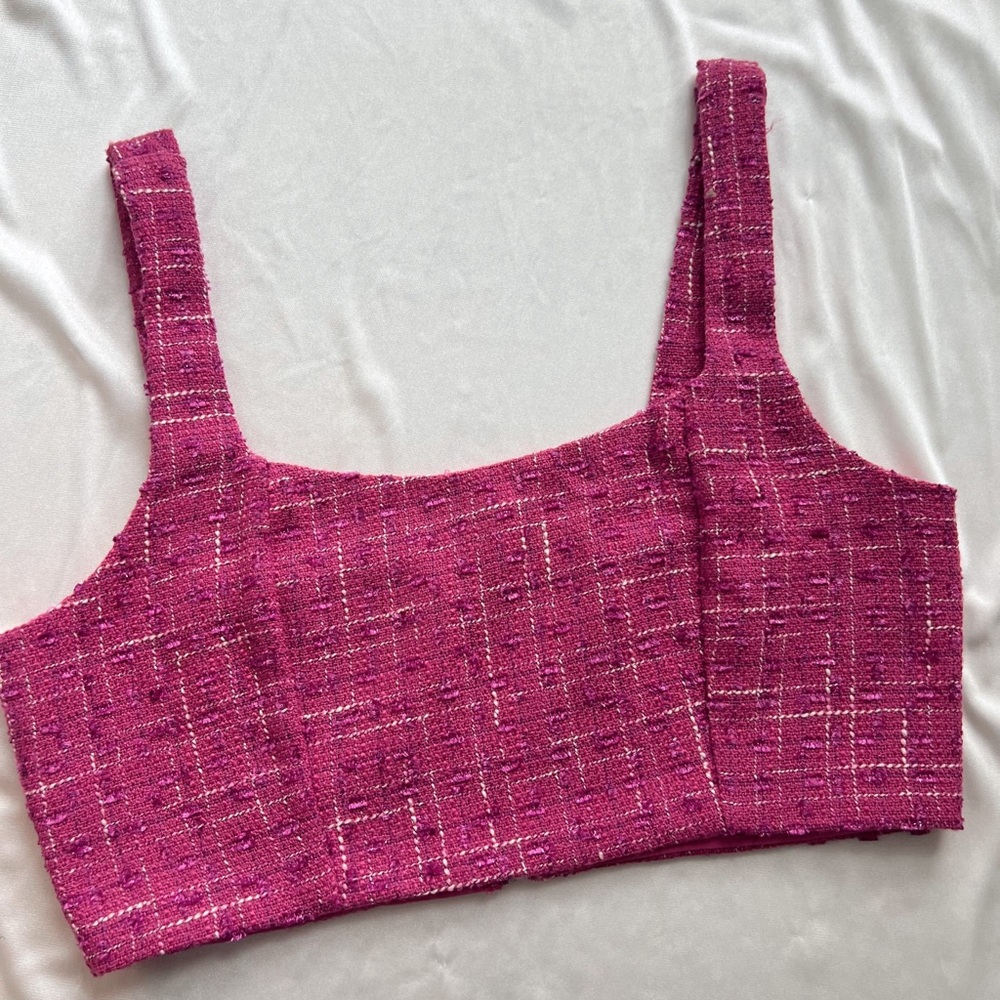 Woven Crop Top in Fuchsia